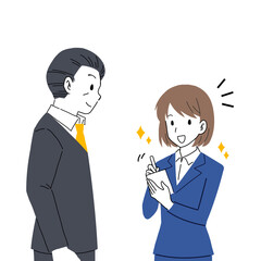 一生懸命メモをとる新入社員のイラスト