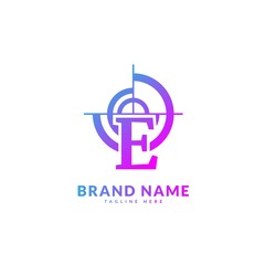 Initial letter E with circle target logo. Creative stylish target logo vector, fit for company and business