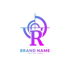 Obraz premium Initial letter R with circle target logo. Creative stylish target logo vector, fit for company and business