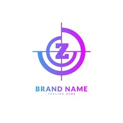 Initial letter Z with circle target logo. Creative stylish target logo vector, fit for company and business