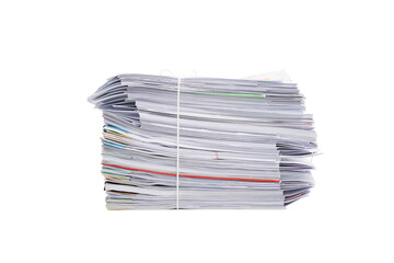 Stack of business papers isolated on white background