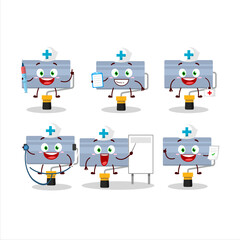 Doctor profession emoticon with roll paint brush cartoon character