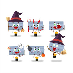 Halloween expression emoticons with cartoon character of roll paint brush