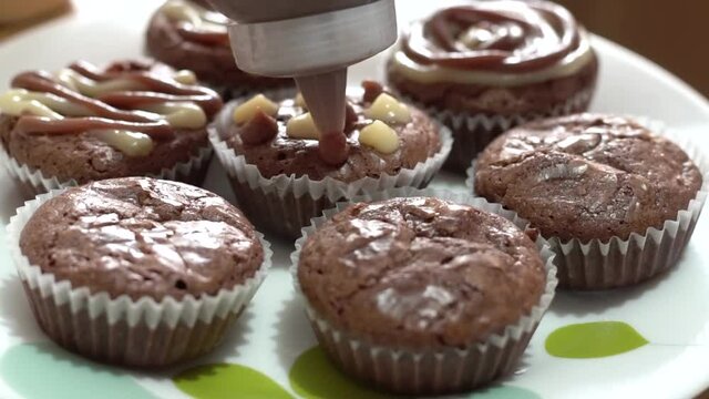 decoraci&oacute;n de Cupcake de chocolate para fiesta, pasteles y postres decorados