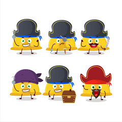 Cartoon character of yellow construction helmet with various pirates emoticons