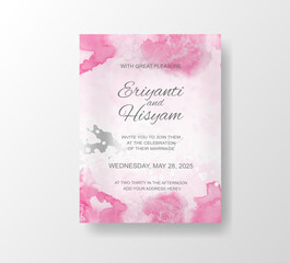 Obraz premium Beautiful wedding card watercolor with splash