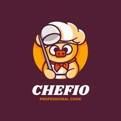 Fototapeta premium Vector Logo Illustration Pig Mascot Cartoon Style.