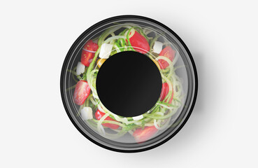 Cheese Salad Food Container With Sticker Mockup