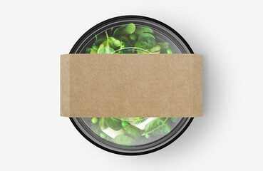 Green Salad Food Container With Cover Sticker Mockup