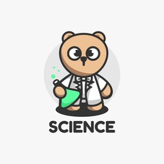 Vector Logo Illustration Science Mascot Cartoon Style.
