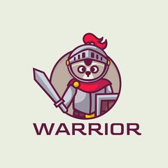 Vector Logo Illustration Warrior Mascot Cartoon Style.