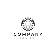 Emblem luxury beauty spa, cosmetics, jewelry, hotel, restaurant. Wedding elegant outline frame. Vector floral luxury curve logo design. Round gold ornate frame. Vintage premium design vector element.