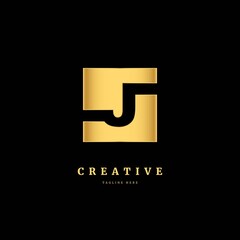 J logo. Initial letter J with gold color. Luxury slice logo design concept, fit for company and business.