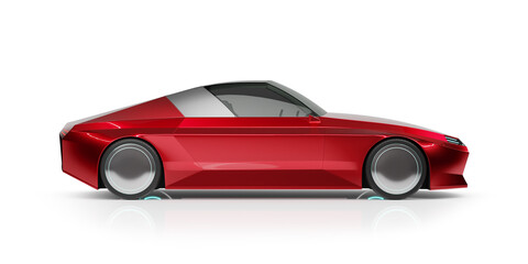 Naklejka premium Generic red brandless car isolated on white background. 3d rendering