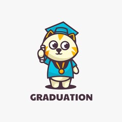 Vector Logo Illustration Graduation Mascot Cartoon Style.