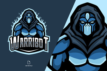 ninja warrior robot mascot logo sport illustration