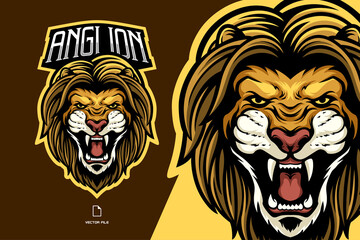 angry lion head mascot logo sport esport illustration for game gaming team illustration