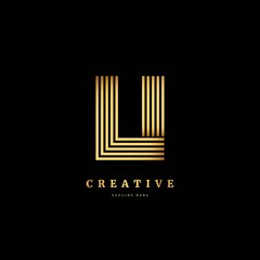 Initial letter U with striped line. Luxury monogram  logo design concept, fit for company and business.