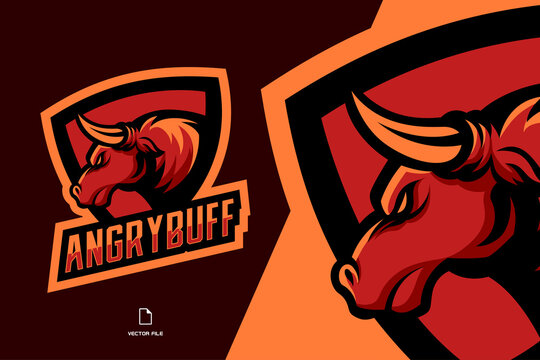 Angry Red Bull Mascot Esport Sport Logo Illustration For Game Team Illustration