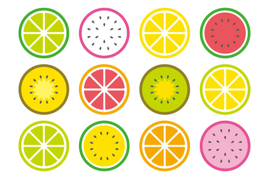 フルーツ 断面 オレンジ キウイ スイカ Stock Vector Adobe Stock