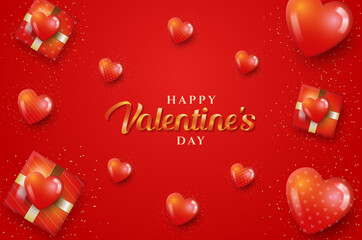 Happy valentine's day with 3d lettering and heart background