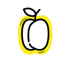 Apricot icon on a yellow background. Vector illustration