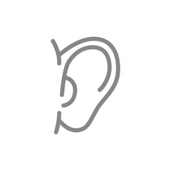Human ear line icon. Hearing organ symbol