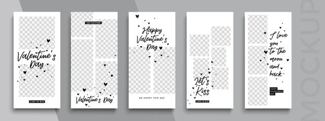 Editable Valentines Day stories vector template for social media