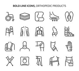 Orthopedic products, bold line icons