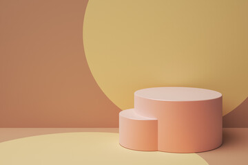abstract cream product display podium on the cream backdrop, mockup for present the product. 3d rendering