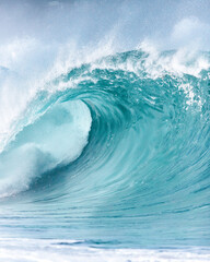 Beautiful deep blue tube wave in the Ocean