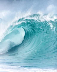 Poster Im Rahmen Beautiful deep blue tube wave in the Ocean © Nikita