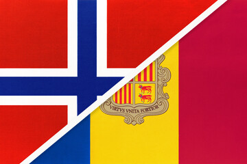 Norway and Andorra, symbol of national flags from textile.