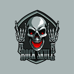 Rock n roll skull mascot logo, for your esports team