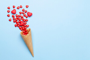Valentines day greeting card with heart shaped sweets