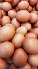 potrait of brown eggs in the market captured from high angle