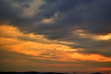 Fototapeta premium sunset, sky, sun, clouds, nature, orange