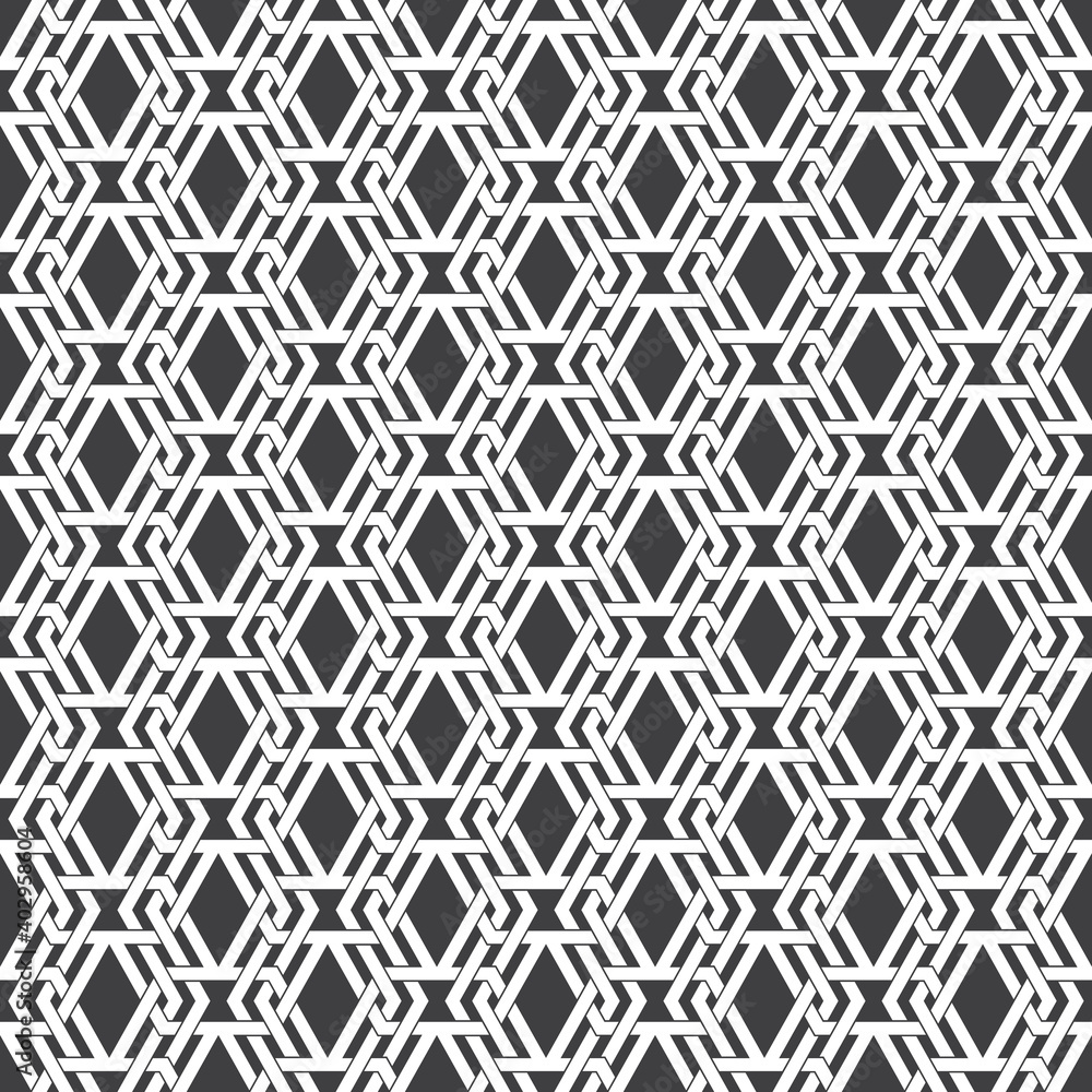 Poster seamless pattern of intersecting sophisticated geometric shapes. celtic chain mail. fashion backgrou