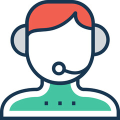 Client Support Flat and Line Icon 