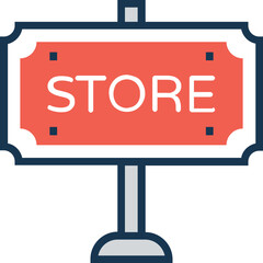 Store Flat and Line Icon 
