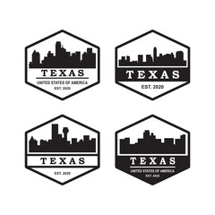 a set of texas skyline silhouette logo