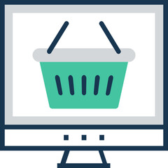 Online Shopping Flat and Line Icon