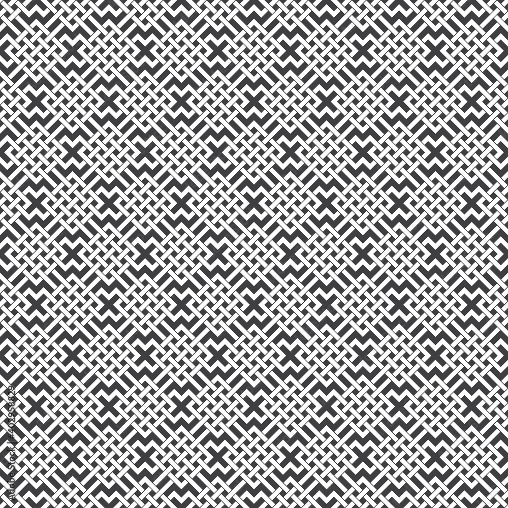 Poster abstract seamless pattern of tangled lines. swatch of white lines on a black background.