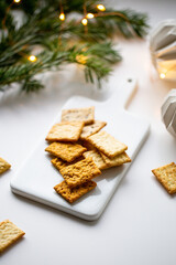 freshly baked crackers or crispbread snack