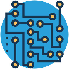 Electronic circuit flat vector icon 