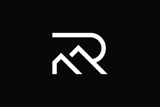 RM logo letter design on luxury background. MR logo monogram initials letter concept. RM icon logo design. MR elegant and Professional letter icon design on black background. R M MR RM