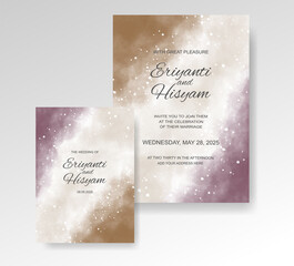 Beautiful wedding card watercolor with splash