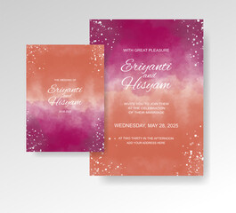 Beautiful wedding card watercolor with splash