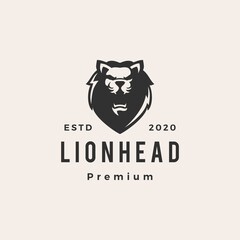 lion head hipster vintage logo vector icon illustration