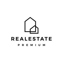 real estate house mortgage outline logo vector icon illustration